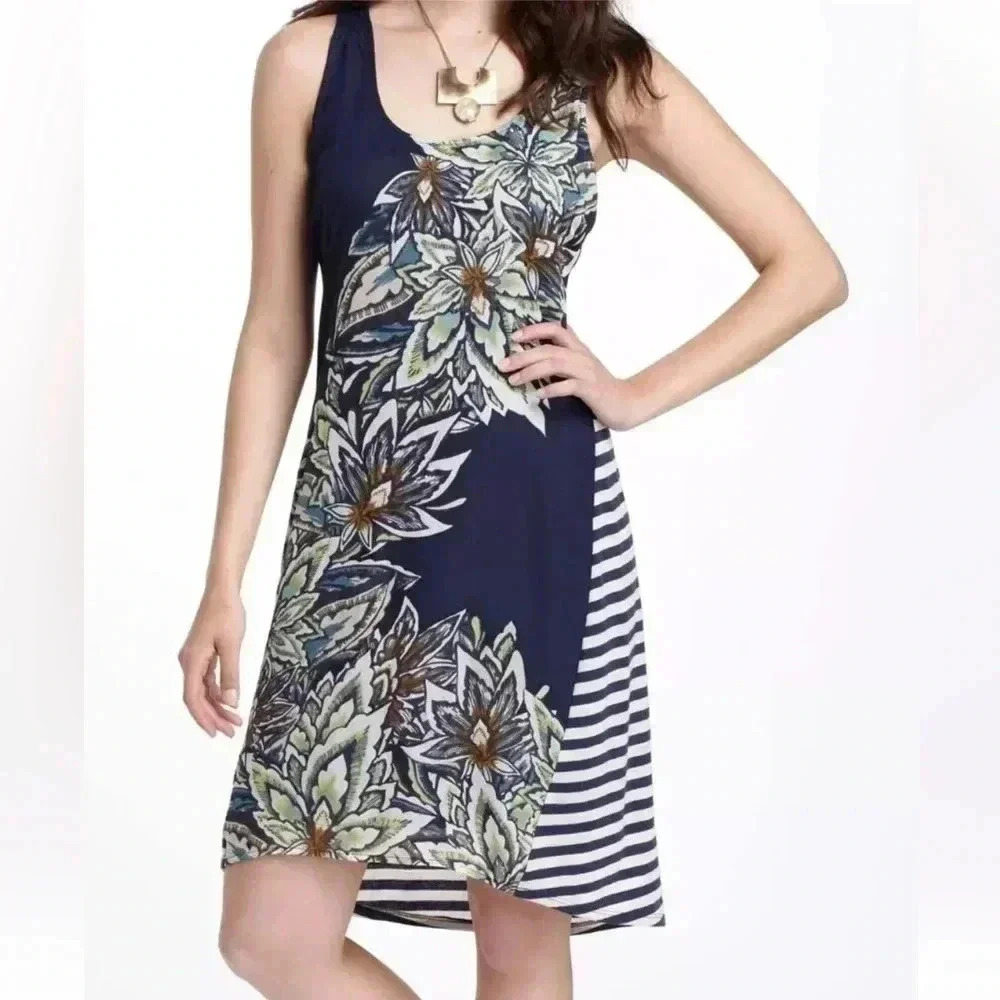 Anthropologie One September Rhododendron Stripe Racerback Dress Size Medium M